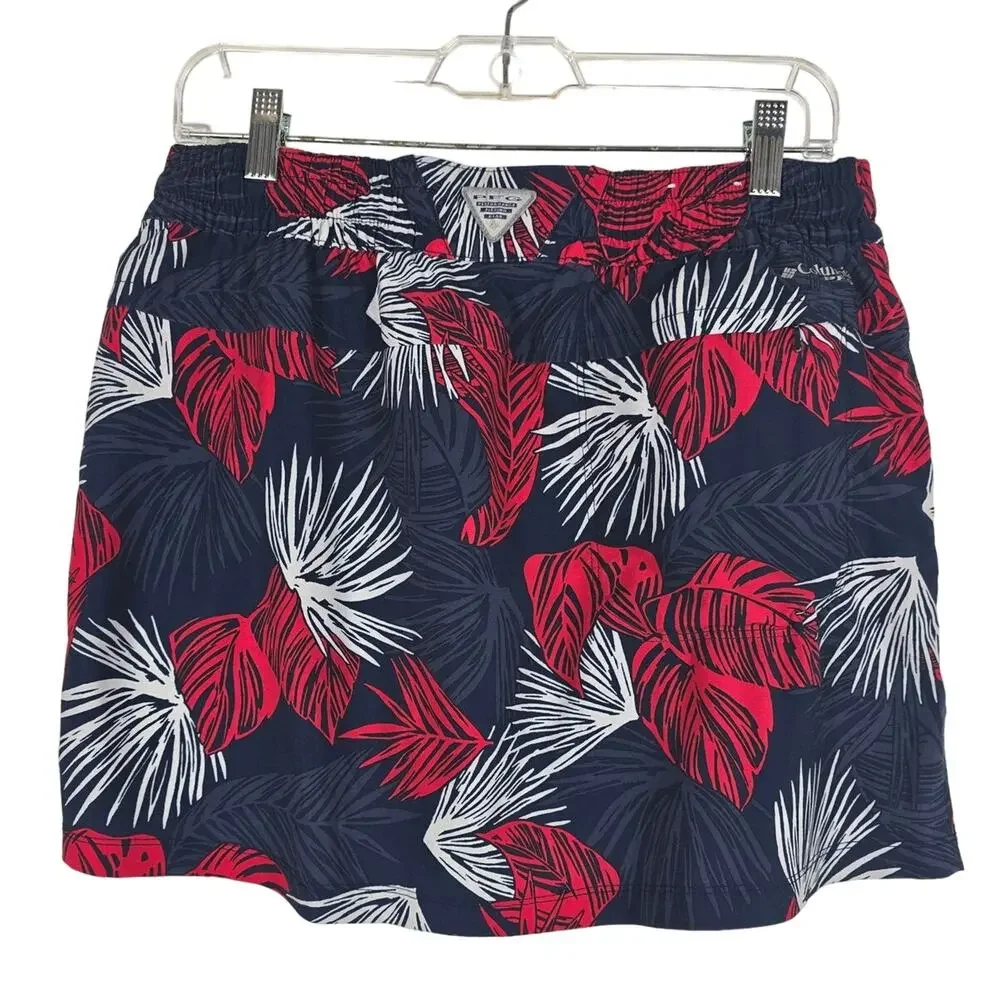 Columbia Athletic Red White Blue Leaf Design Skort Women's M